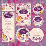 Set of floral wedding cards