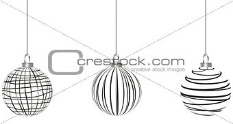 ribbon christmas baubles black and white
