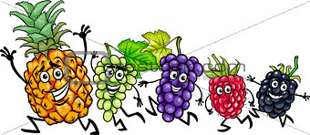 running fruits cartoon illustration