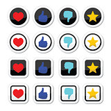 Like thumb up, love, favorite icons set