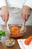 making grated carrot salad