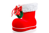 Christmas red boot on white background