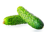 two small cucumber on white background