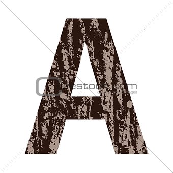 letter A made from oak bark