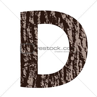 letter D made from oak bark