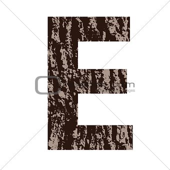 letter E made from oak bark