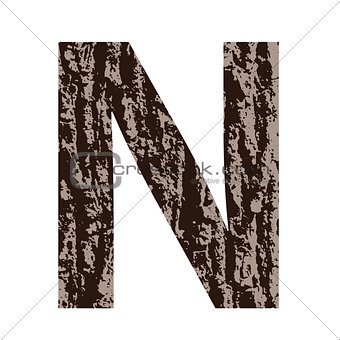 letter N made from oak bark