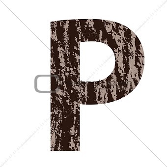 letter P made from oak bark