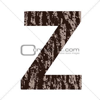 letter Z made from oak bark