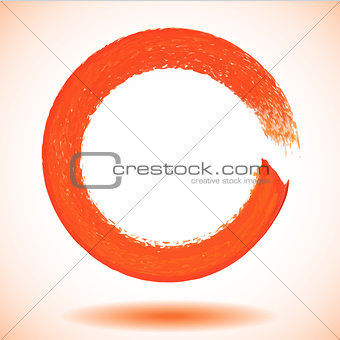 Orange paintbrush circle vector frame