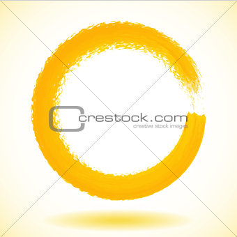 Yellow paintbrush circle vector frame