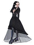 Girl in black gothic dress