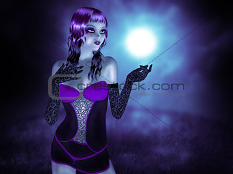Goth girl in Moonlight