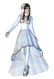 Gothic girl in white dress