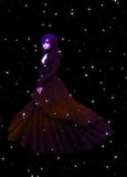Gothic girl on starry background