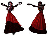 Gothic woman in red dress