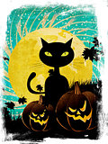 Halloween party background with cat