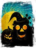 Halloween party background with pumpkins