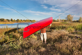 portaging canoe
