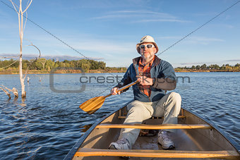 enjoying  morning canoe paddling