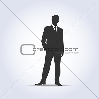 Standing businessman silhouette gray color