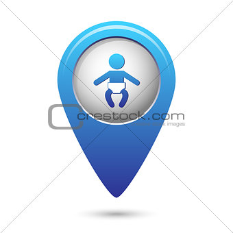 Map pointer with baby icon