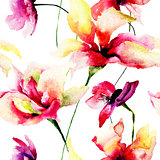 Seamless wallpaper with stylized flowers
