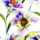 Seamless patterns with Gerber flowers
