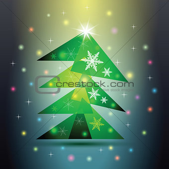 Home Christmas fir tree on colorful background.