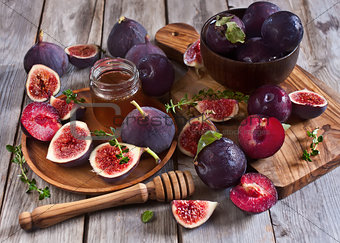 Figs, plums and honey