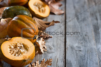 Decorative pumpkins background