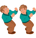 Happy cartoon man standing and holding
