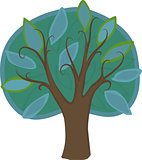 Cartoon deciduous tree. Isolated