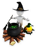 3D Morph Man Witch with cauldron