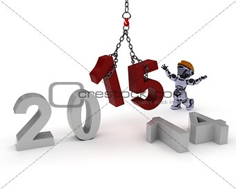 Robot bringing in the new year