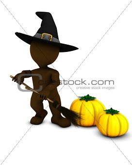 3D Morph Man Witch with pumpkins