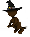 3D Morph Man Witch flying on a broom