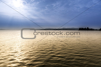 Lake of Varese in a foggy morning