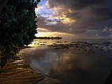 Sun sets on a Tahitian Island