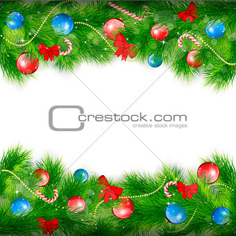Christmas Background With Fir Branches. Vector Illustration.
