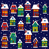 Christmas background with houses 