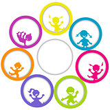 Circle frame with children and place for your text