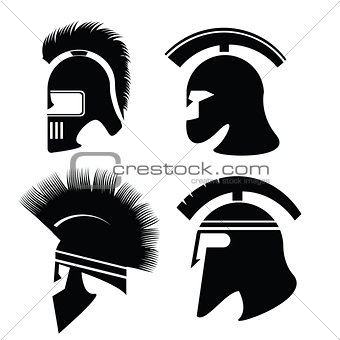 silhouettes of helmet