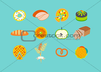 Icon set with pastries
