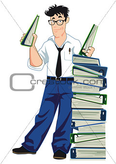 Businessman with file folders and documents