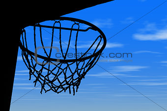 Basket silhouette blue sky