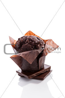 Delicious chocolate muffin.