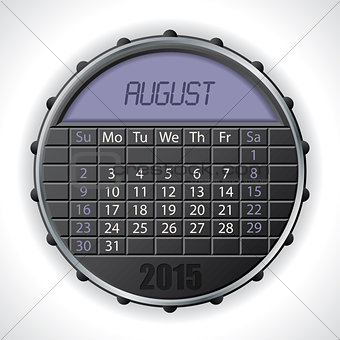 2015 august calendar with lcd display