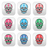 Mexican sugar skull buttons with winter Nordic pattern