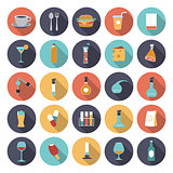 Flat design icons for food and drinks industry